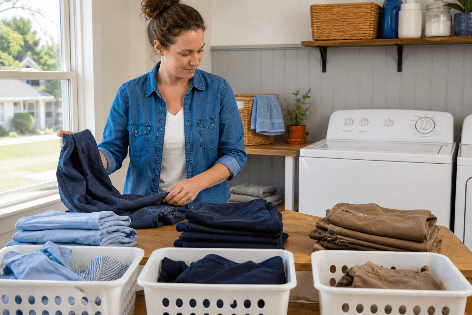 Work clothes sorted before washing