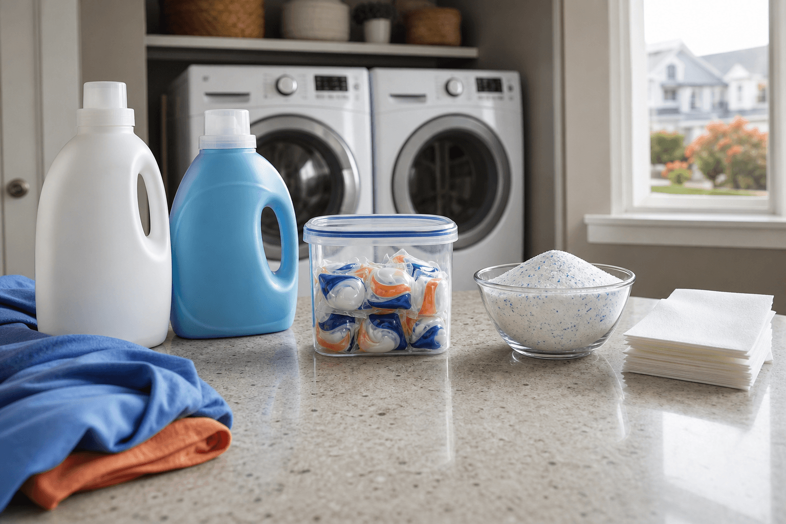 Liquid, powder, packet, and sheet detergent formats