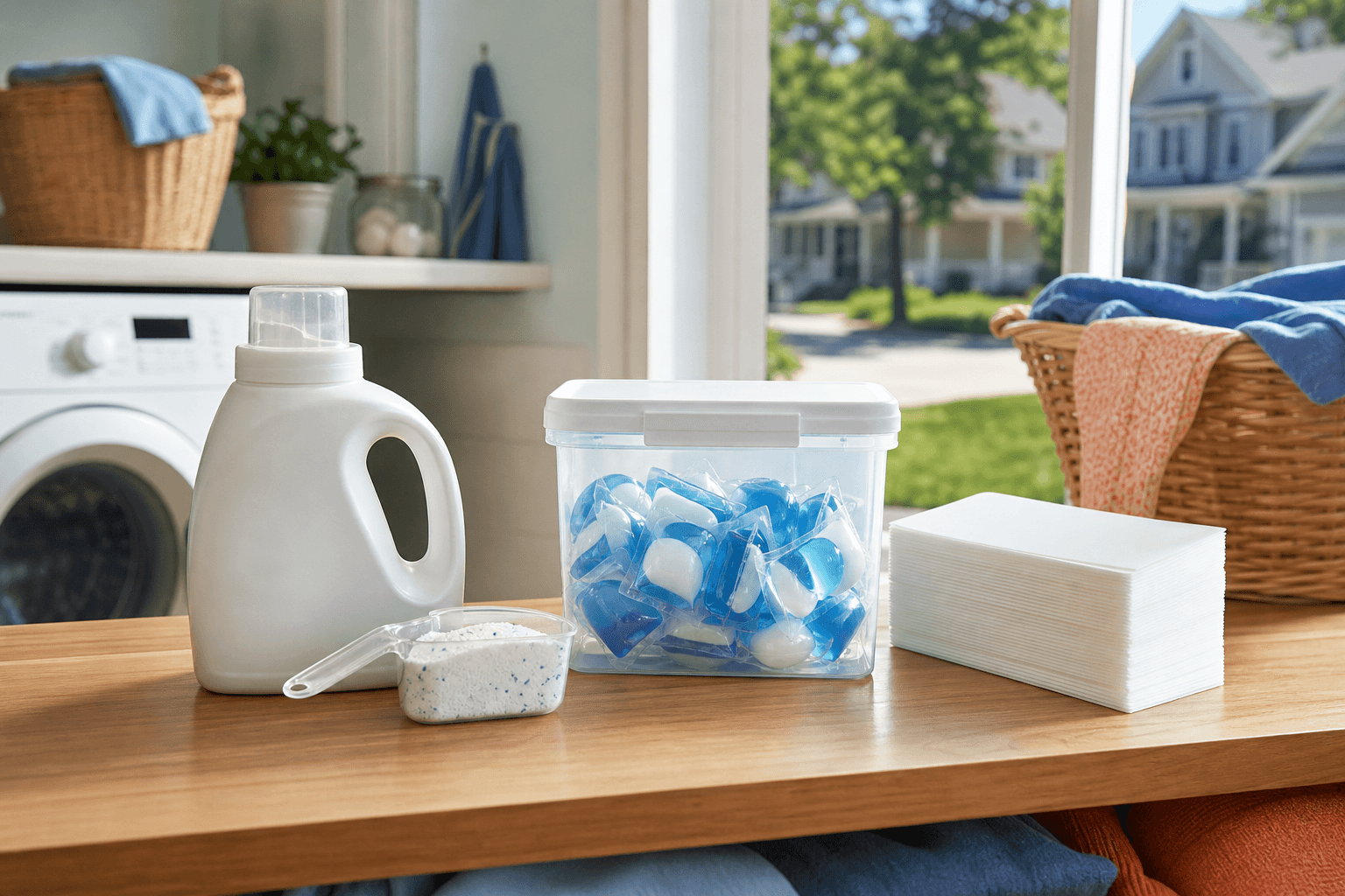 Liquid, powder, packet, and sheet detergent formats