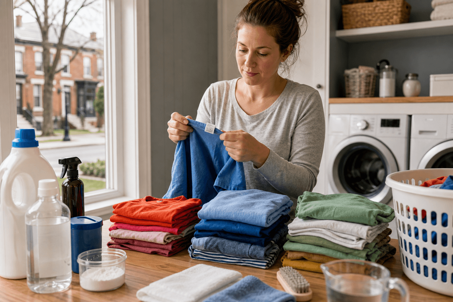 Children's clothes sorted before washing