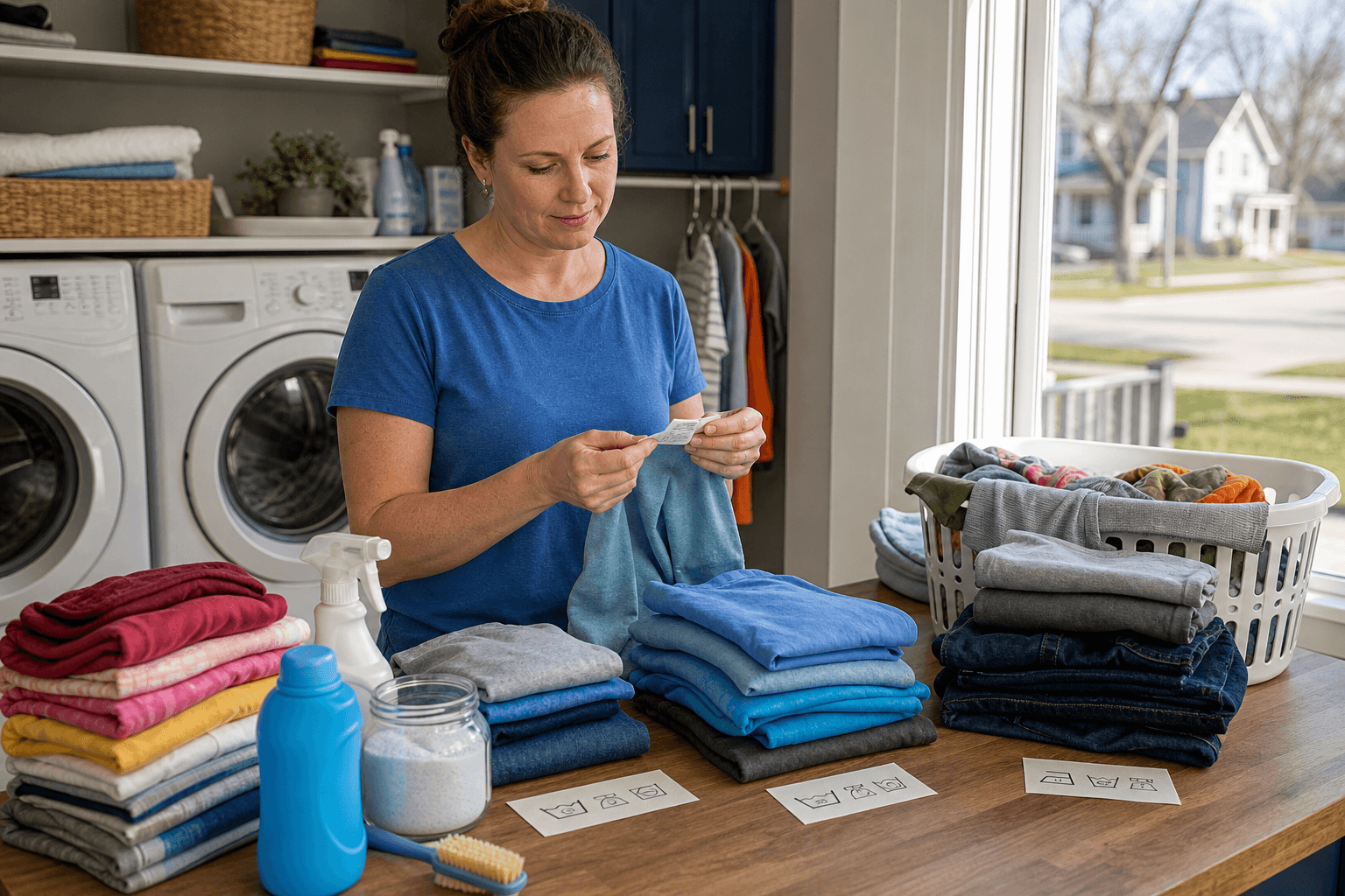 Children's clothes sorted before washing