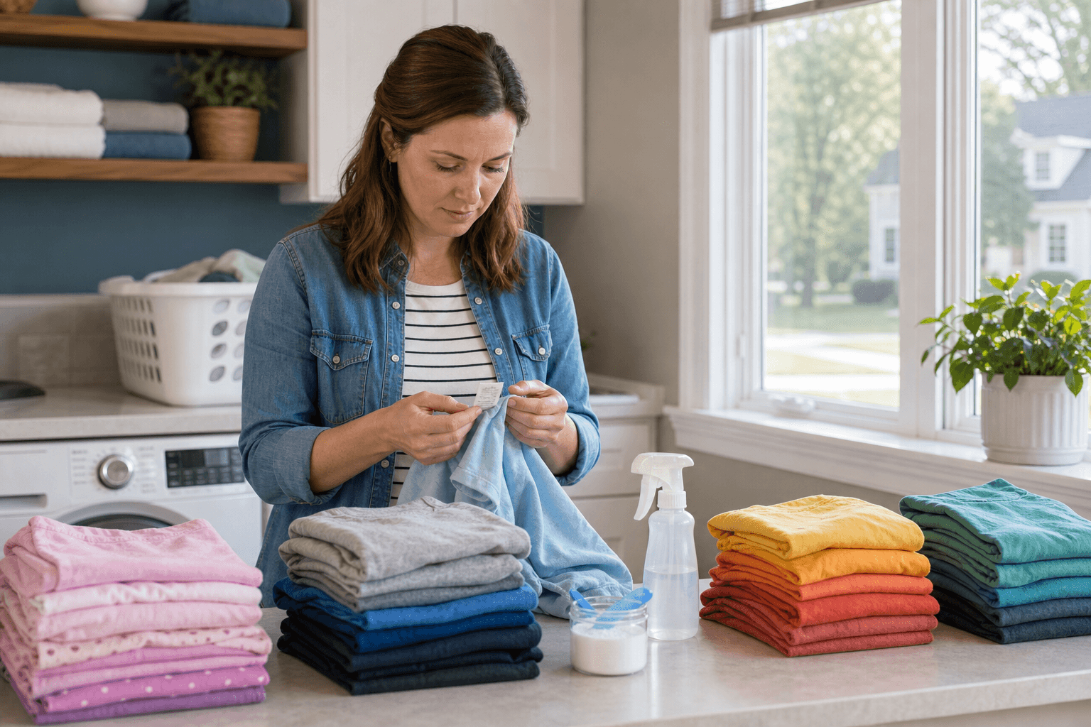 Children's clothes sorted before washing