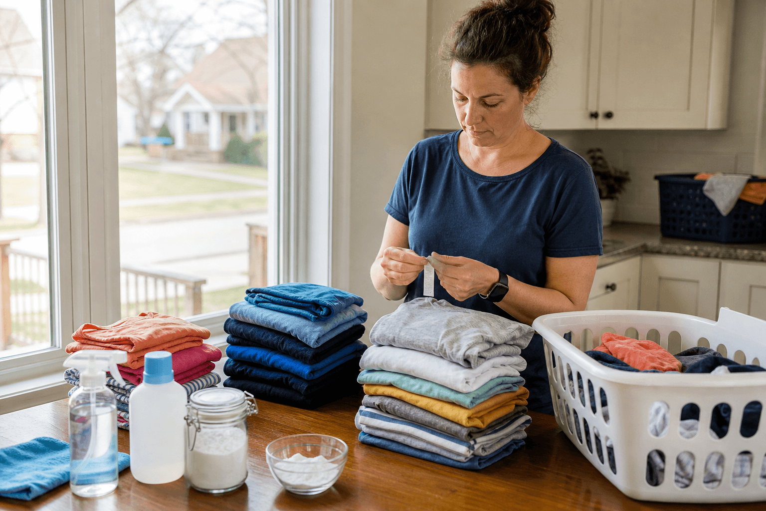 Children's clothes sorted before washing