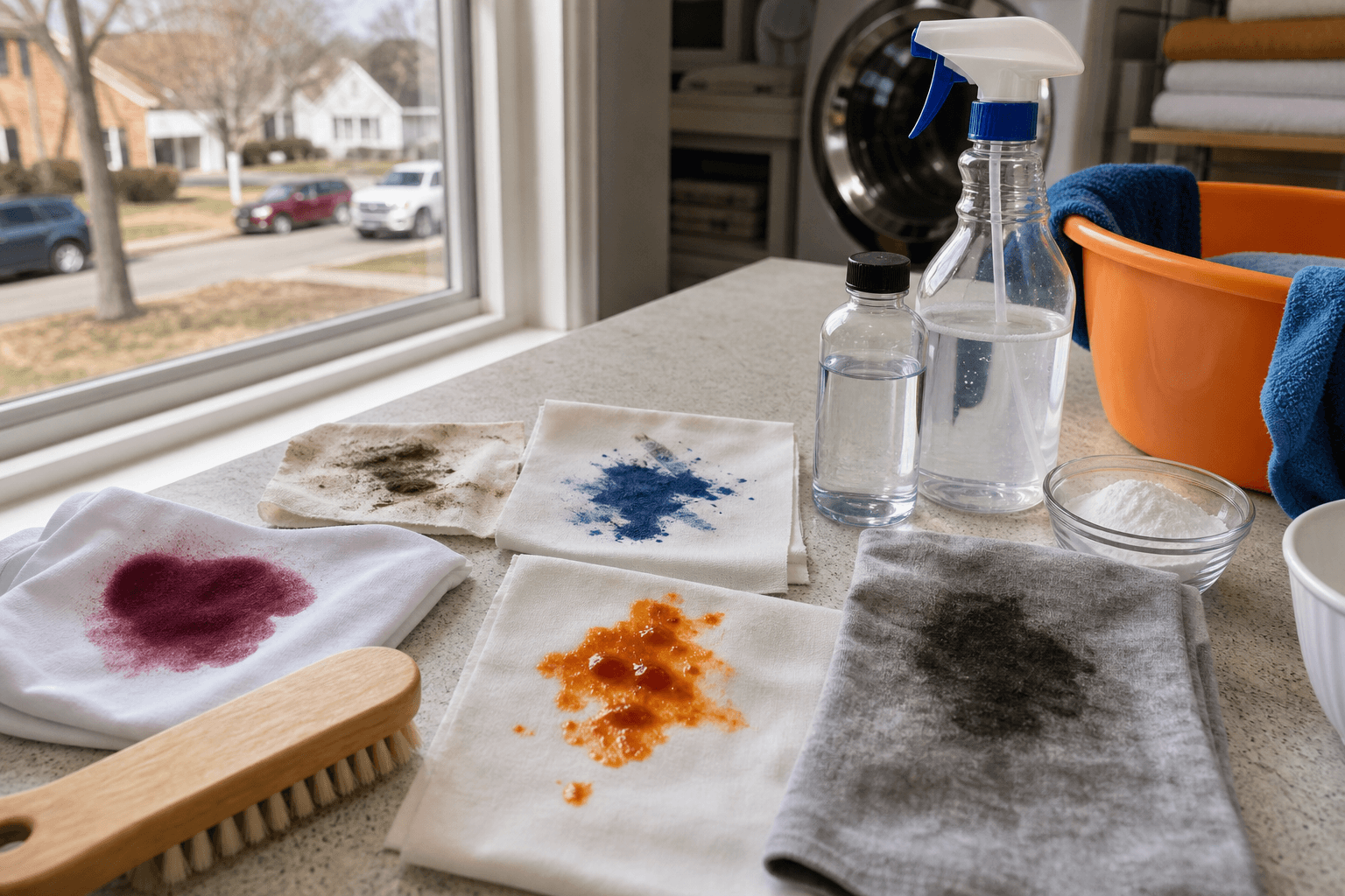 Common fabric stains prepared for treatment