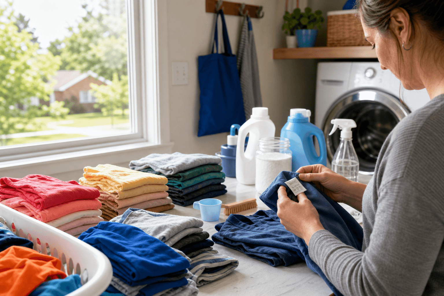 Children's clothes sorted before washing