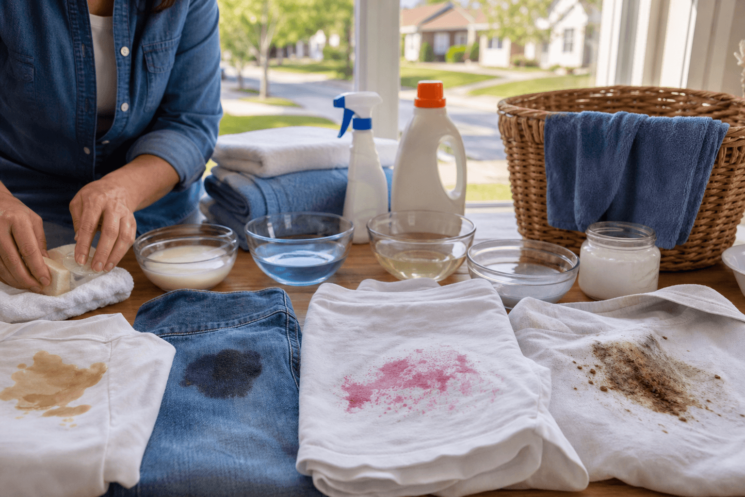 Common fabric stains prepared for treatment