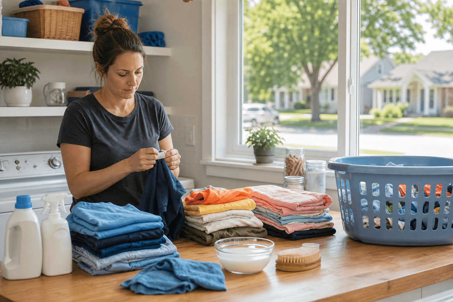 Children's clothes sorted before washing