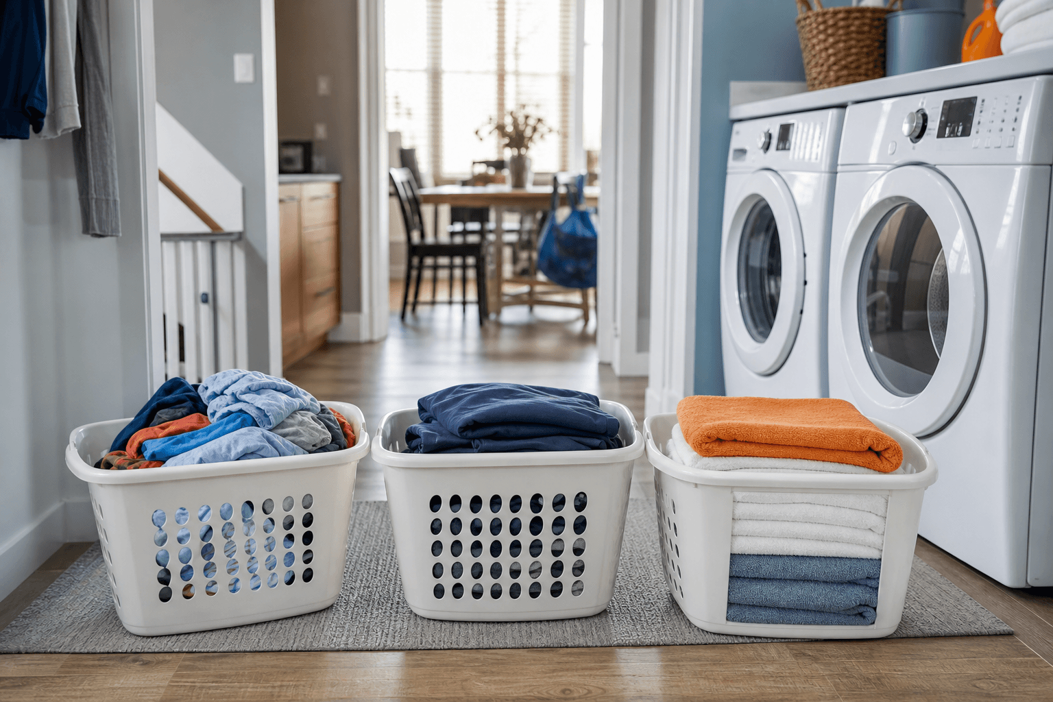 Laundry separated into a simple washing workflow