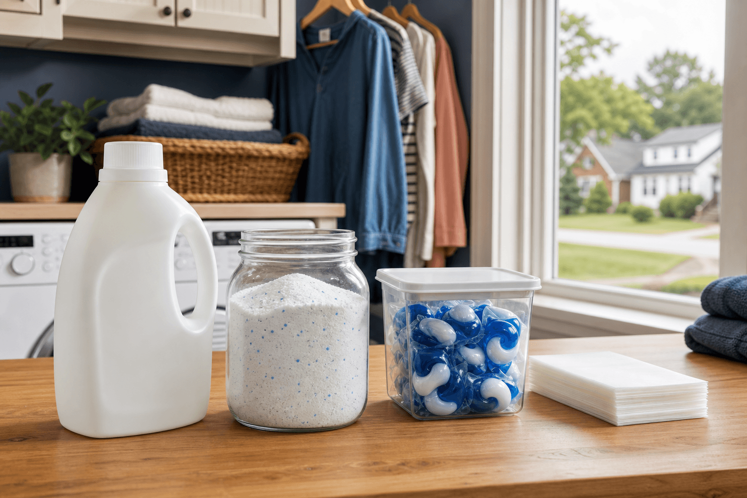 Liquid, powder, packet, and sheet detergent formats