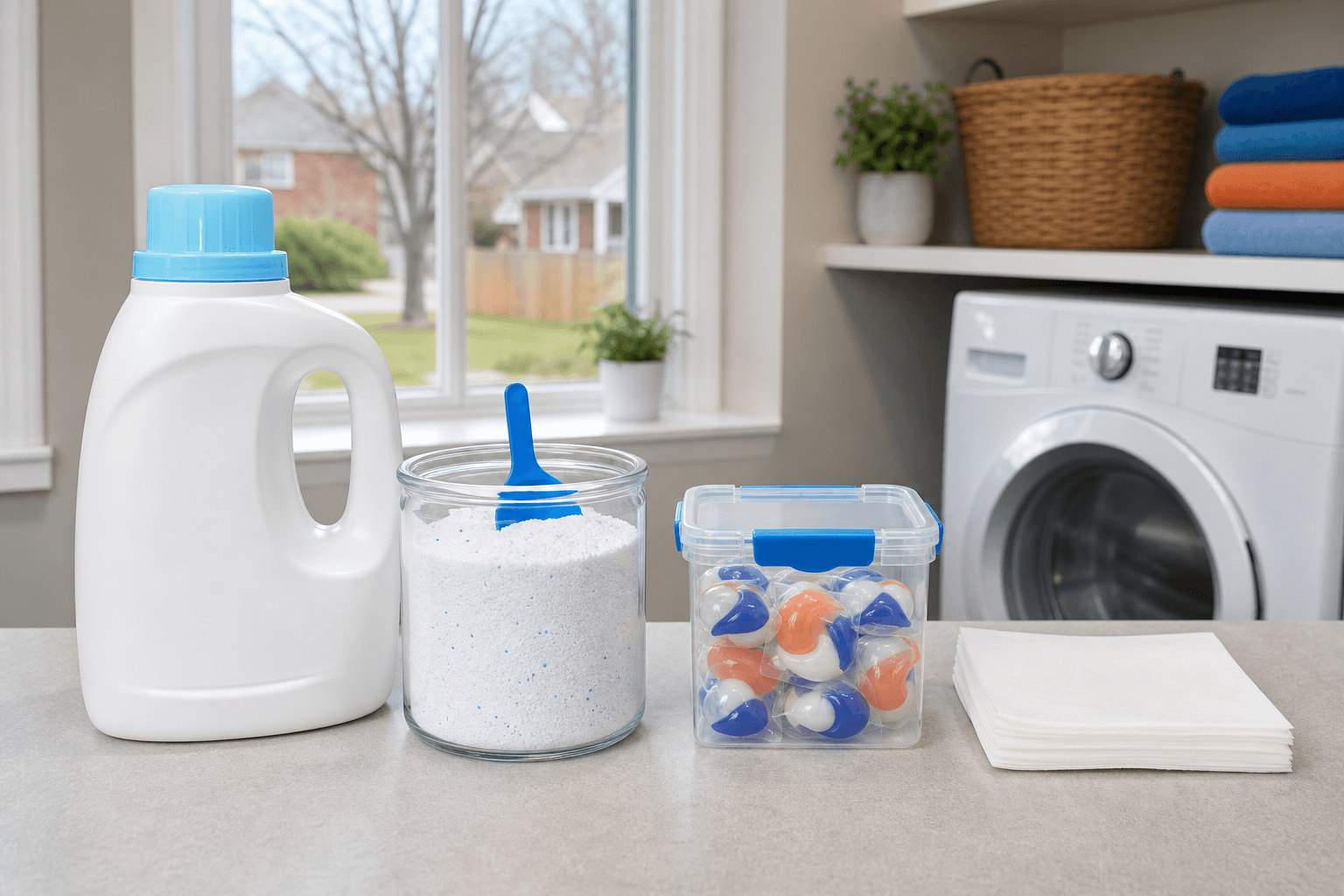 Liquid, powder, packet, and sheet detergent formats