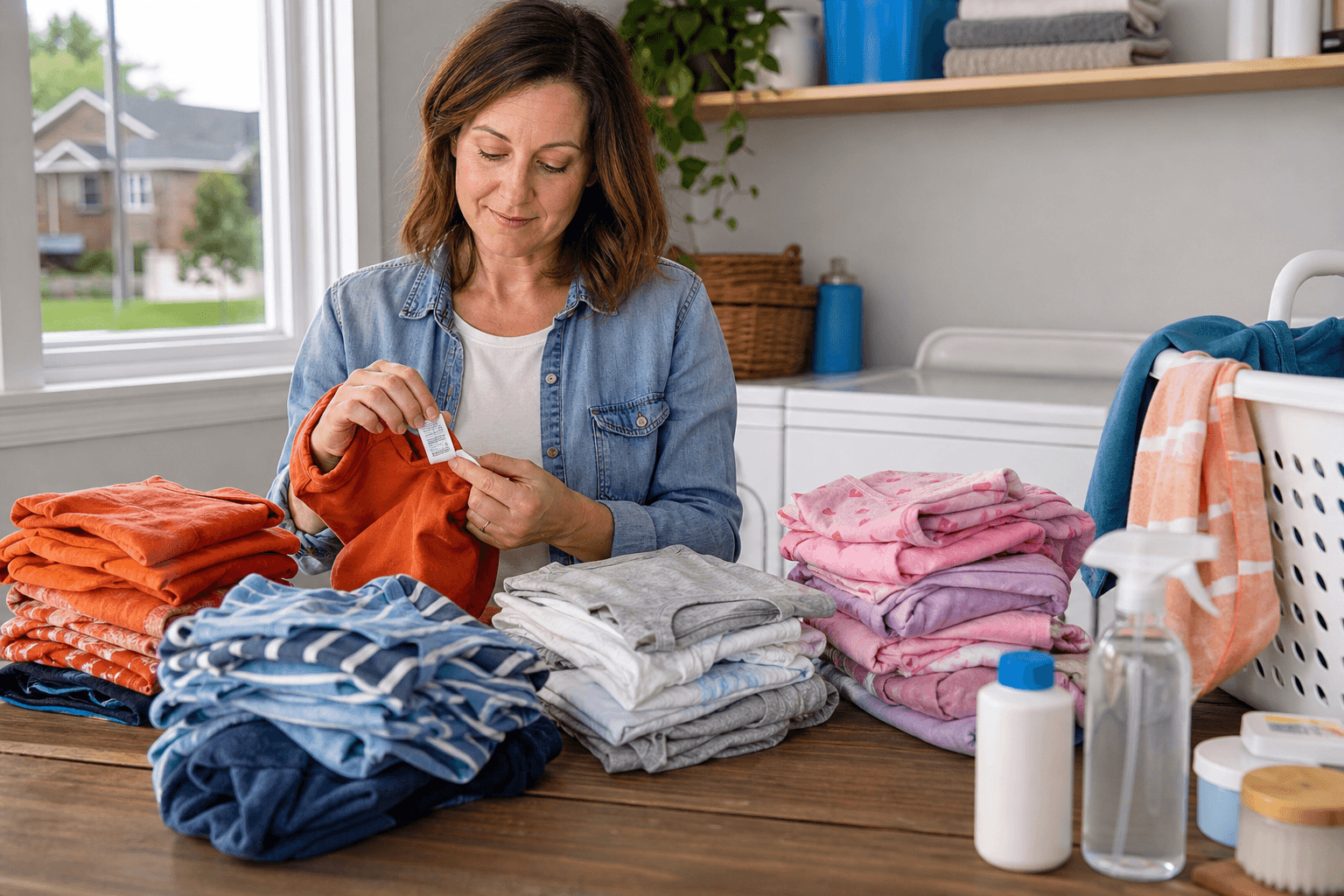 Children's clothes sorted before washing