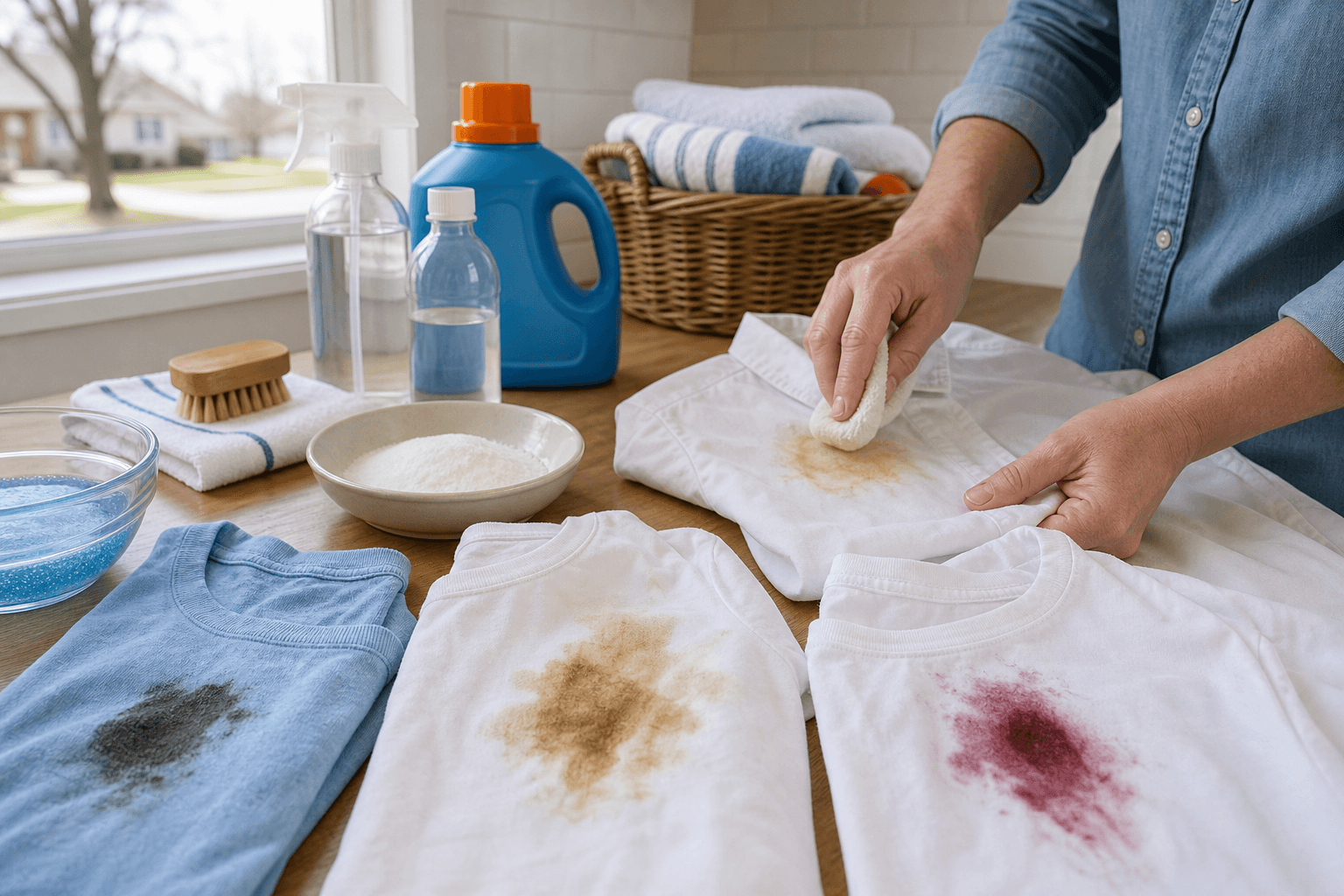 Common fabric stains prepared for treatment