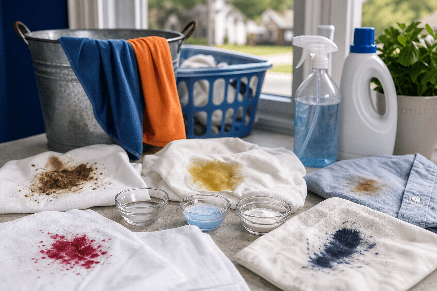 Common fabric stains prepared for treatment