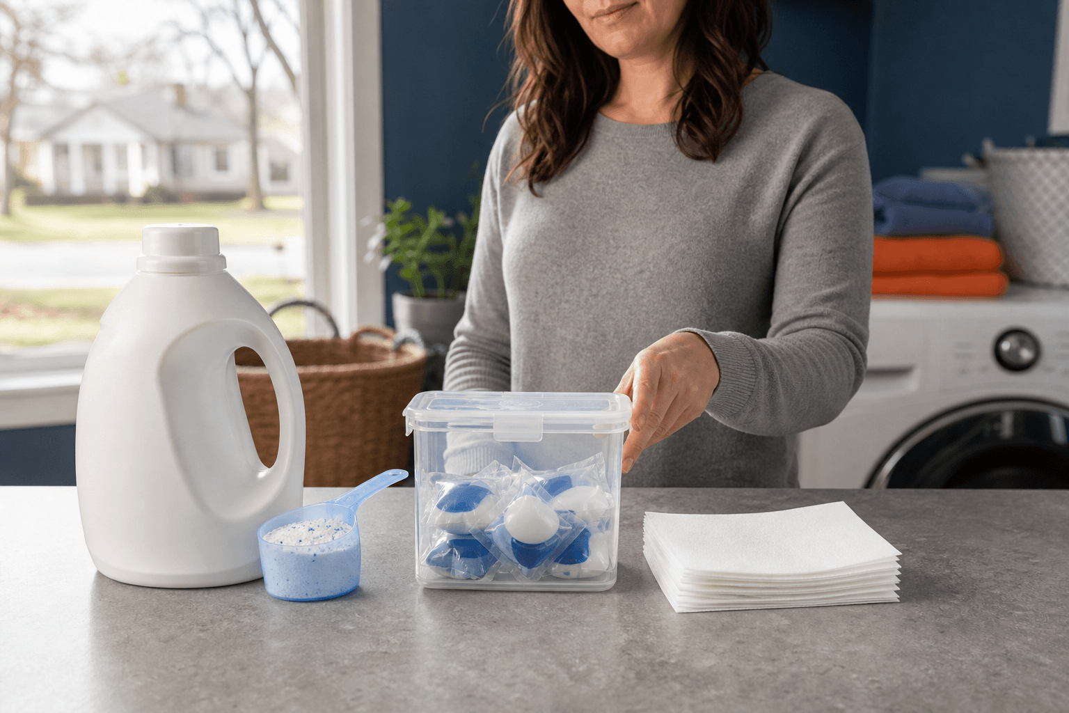 Liquid, powder, packet, and sheet detergent formats