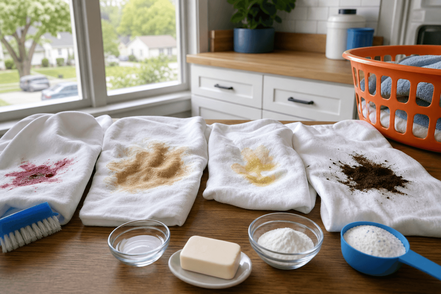 Common fabric stains prepared for treatment