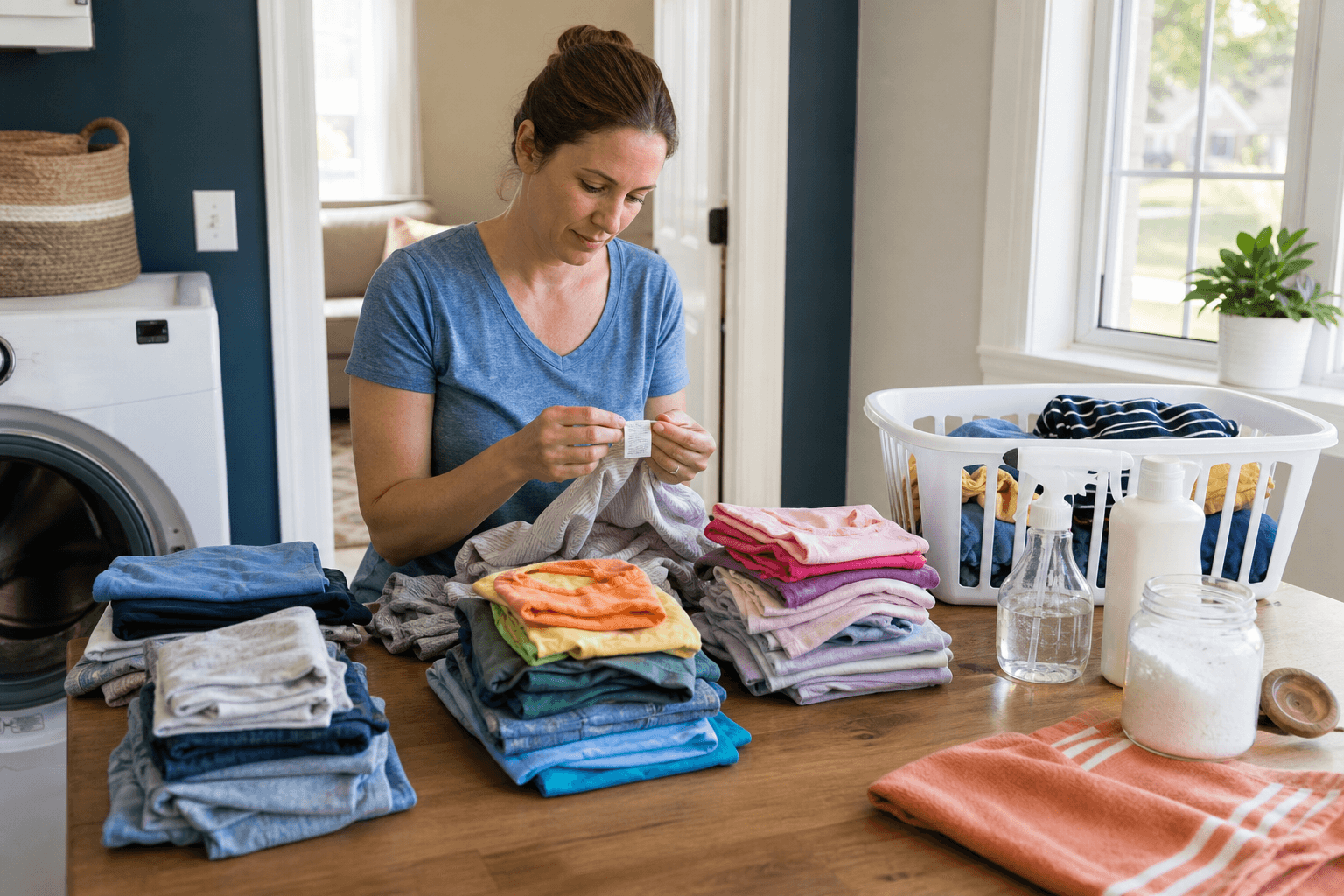 Children's clothes sorted before washing