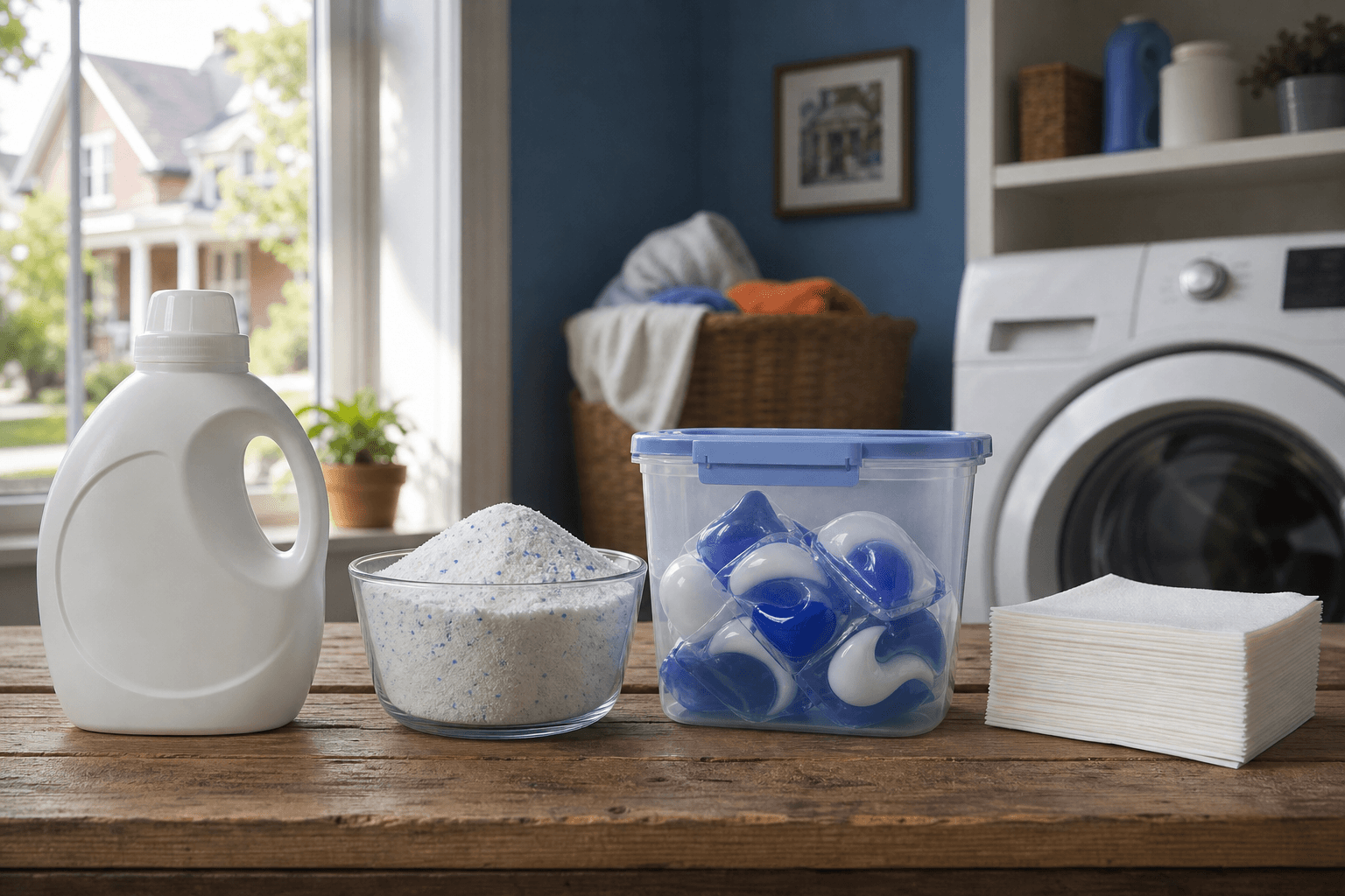 Liquid, powder, packet, and sheet detergent formats