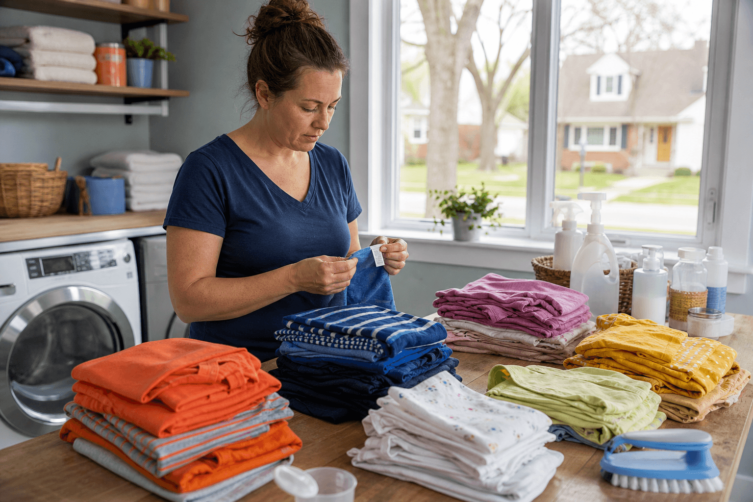 Children's clothes sorted before washing