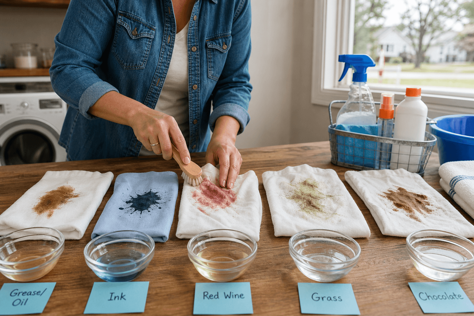 Common fabric stains prepared for treatment