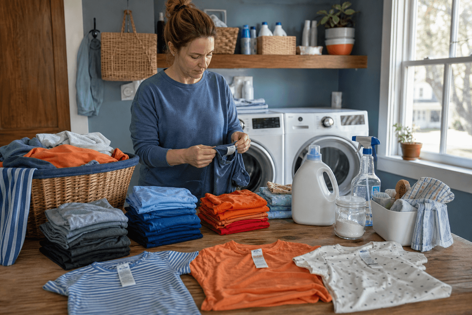 Children's clothes sorted before washing