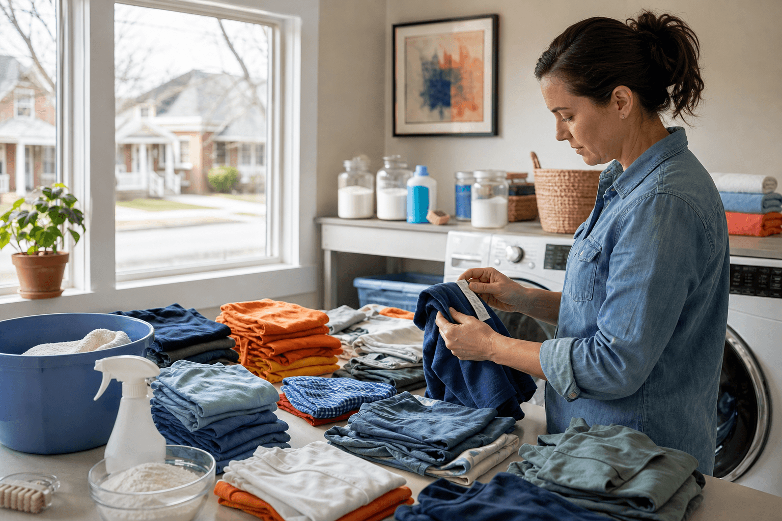 Children's clothes sorted before washing