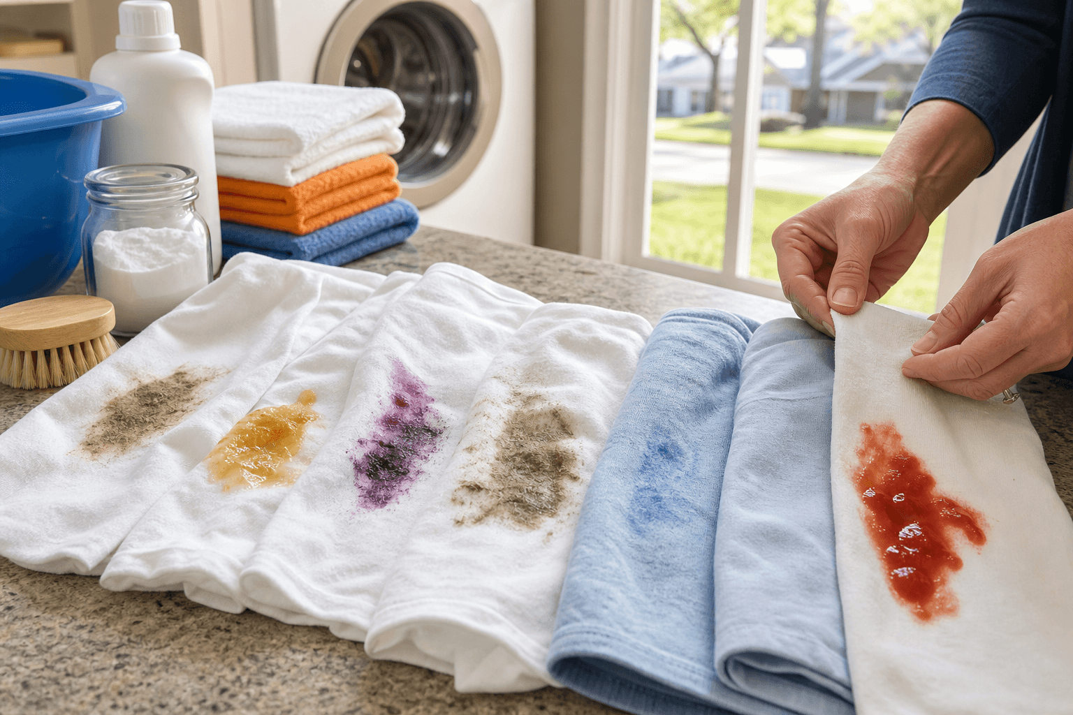 Common fabric stains prepared for treatment