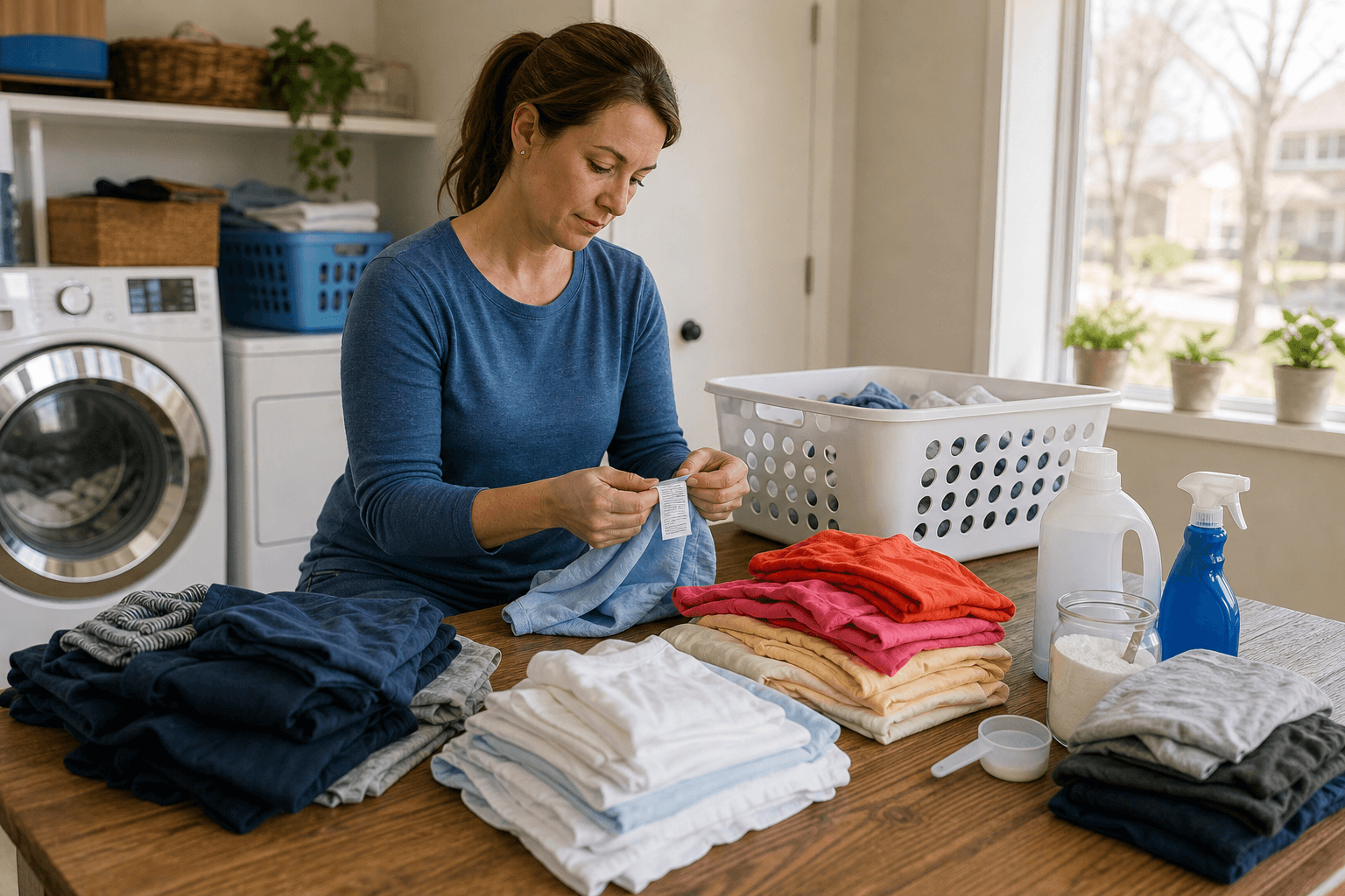 Children's clothes sorted before washing