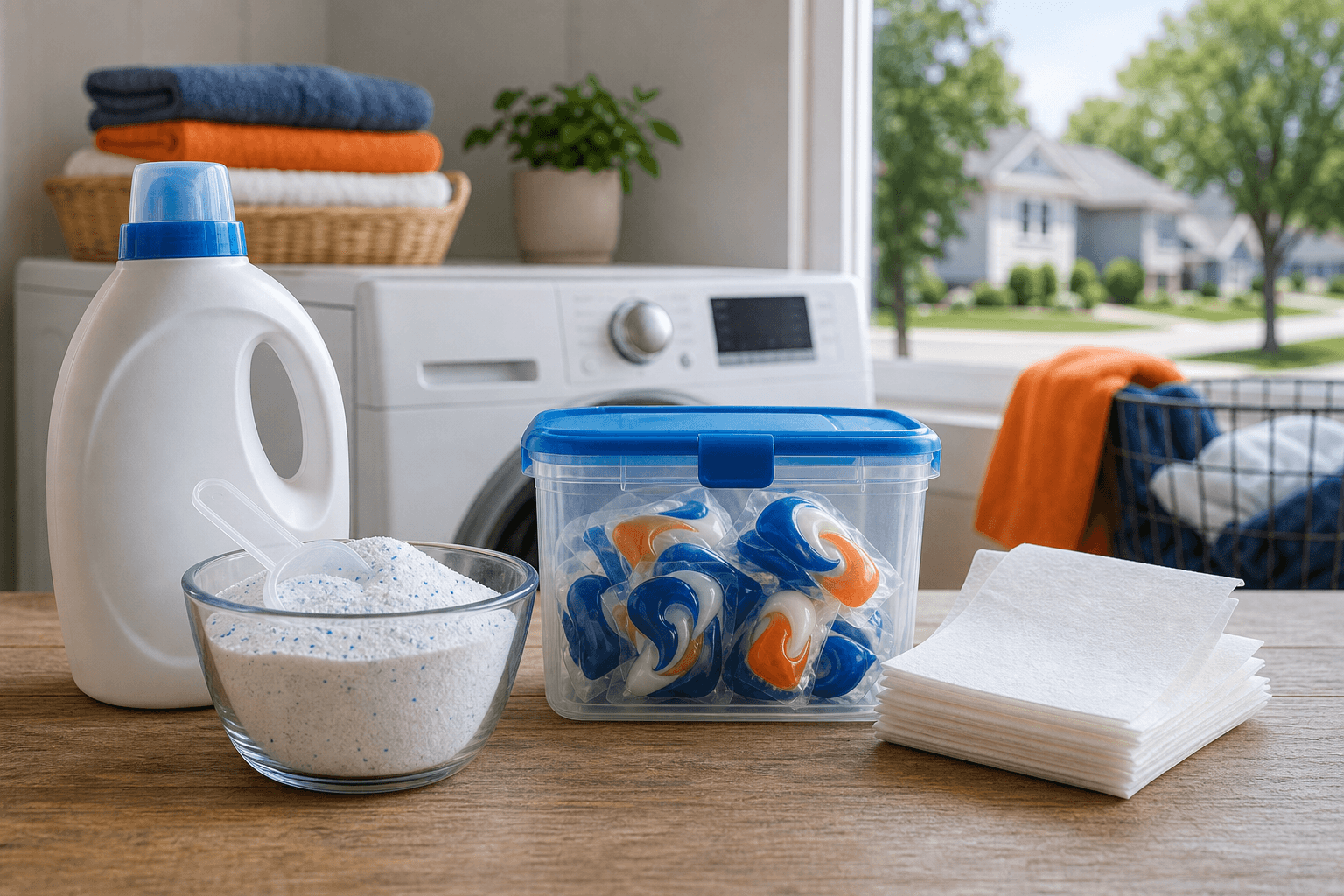 Liquid, powder, packet, and sheet detergent formats