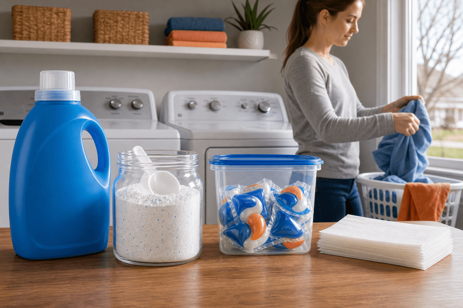 Liquid, powder, packet, and sheet detergent formats