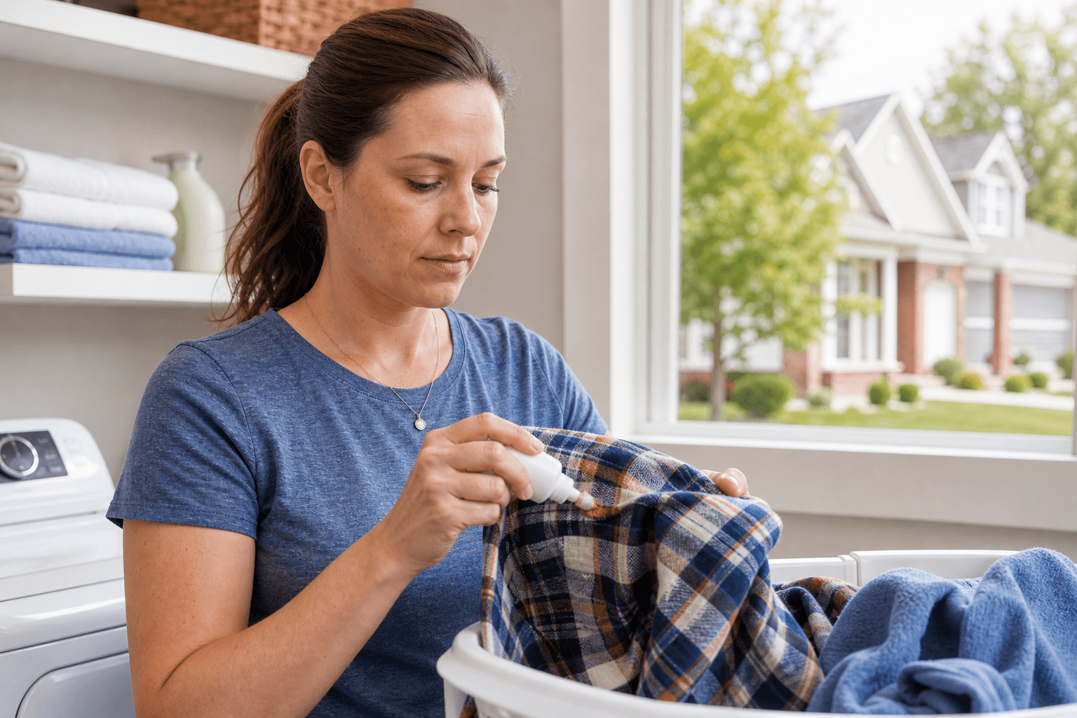 Testing stain treatment on fabric before washing