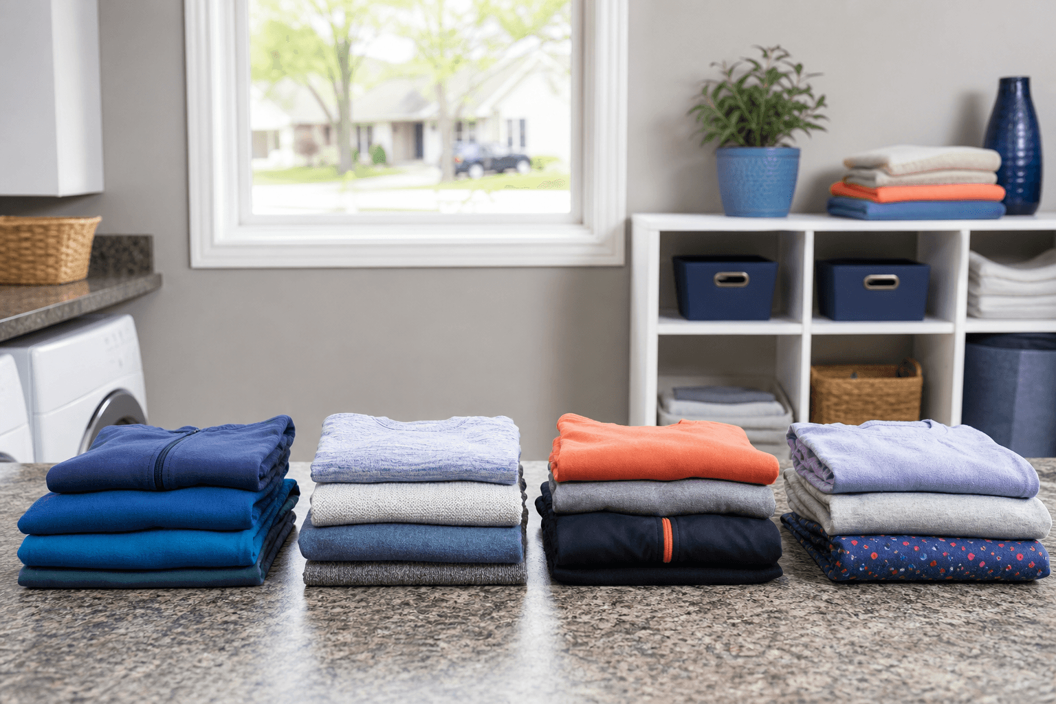 Finished laundry organized after washing and folding