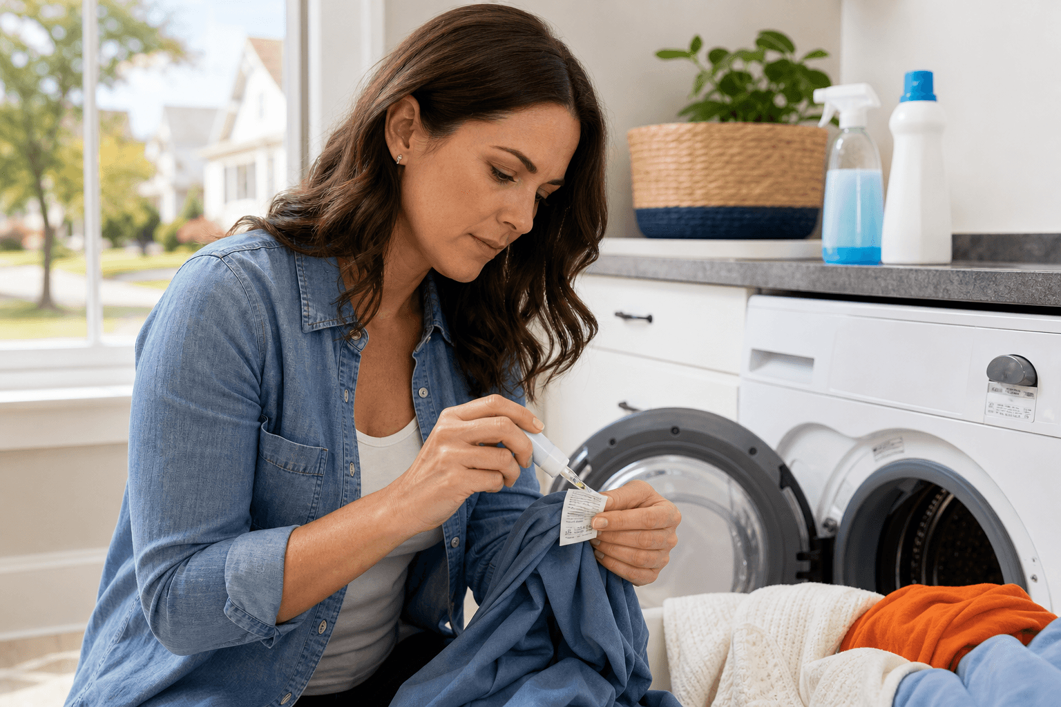 Testing stain treatment on fabric before washing