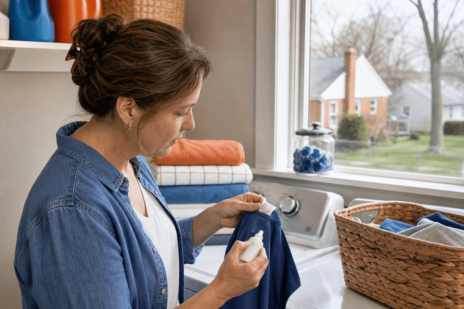 Testing stain treatment on fabric before washing