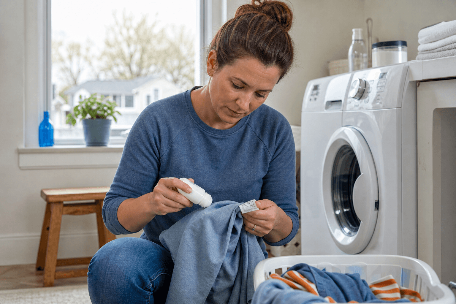 Testing stain treatment on fabric before washing