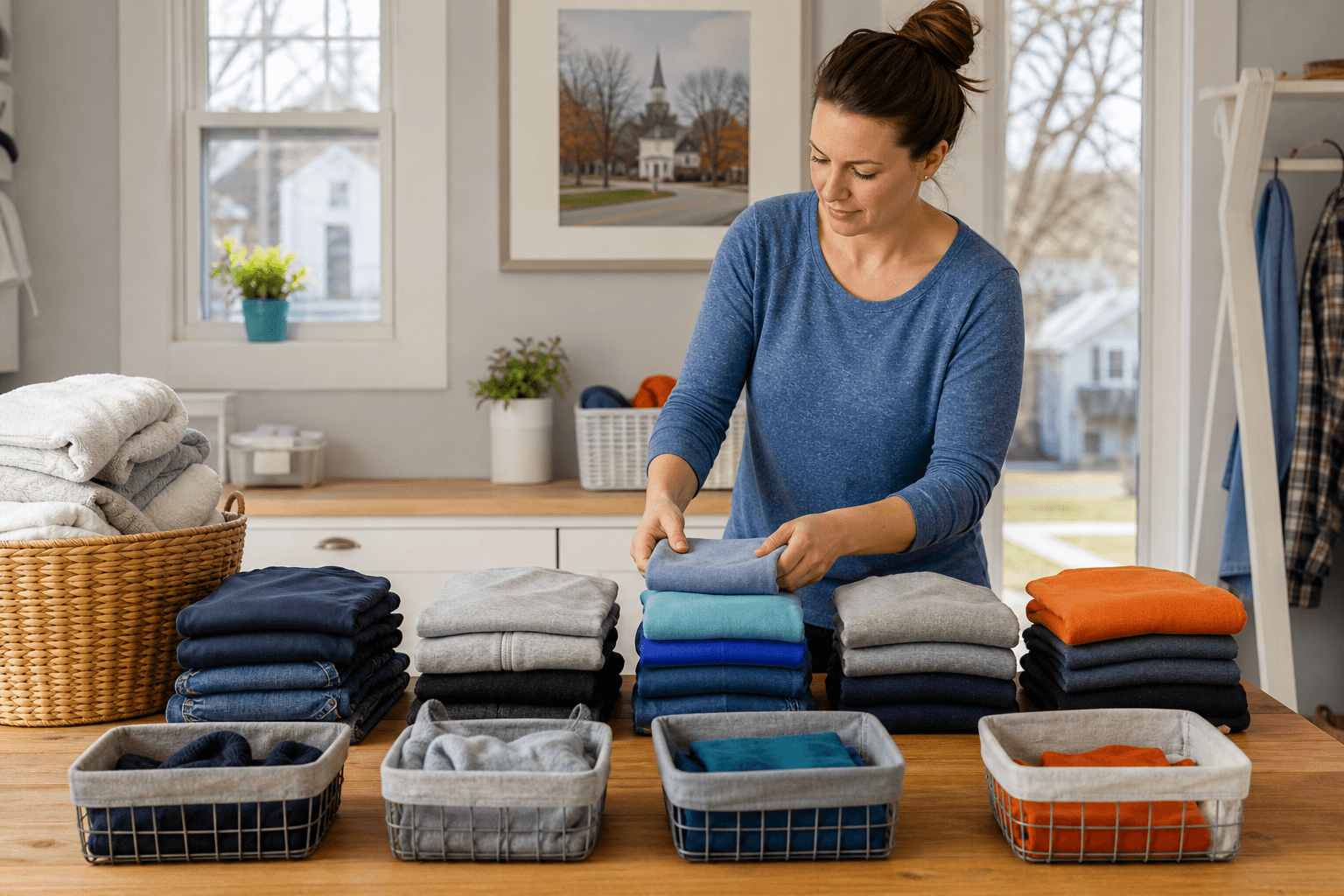 Finished laundry organized after washing and folding