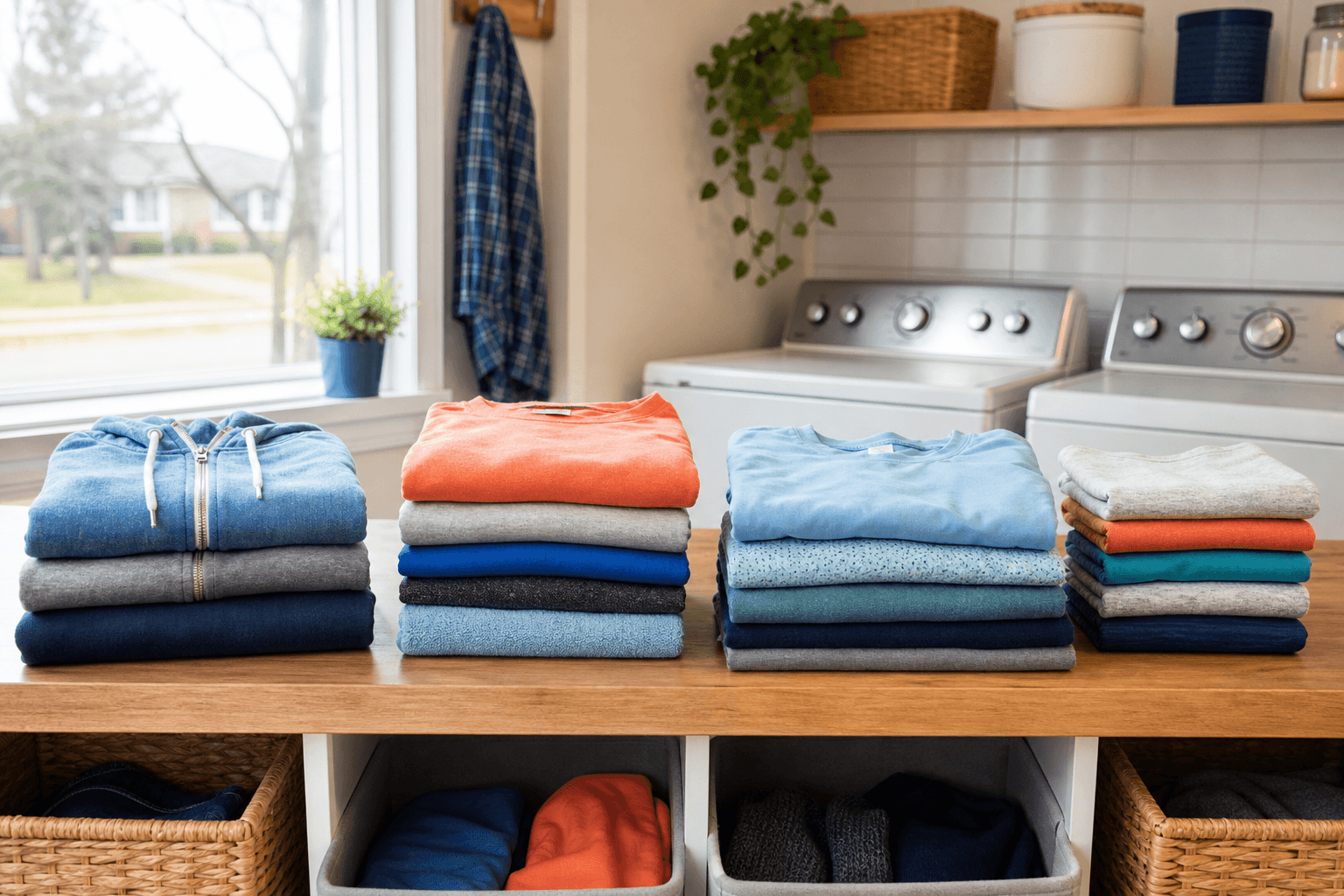 Finished laundry organized after washing and folding
