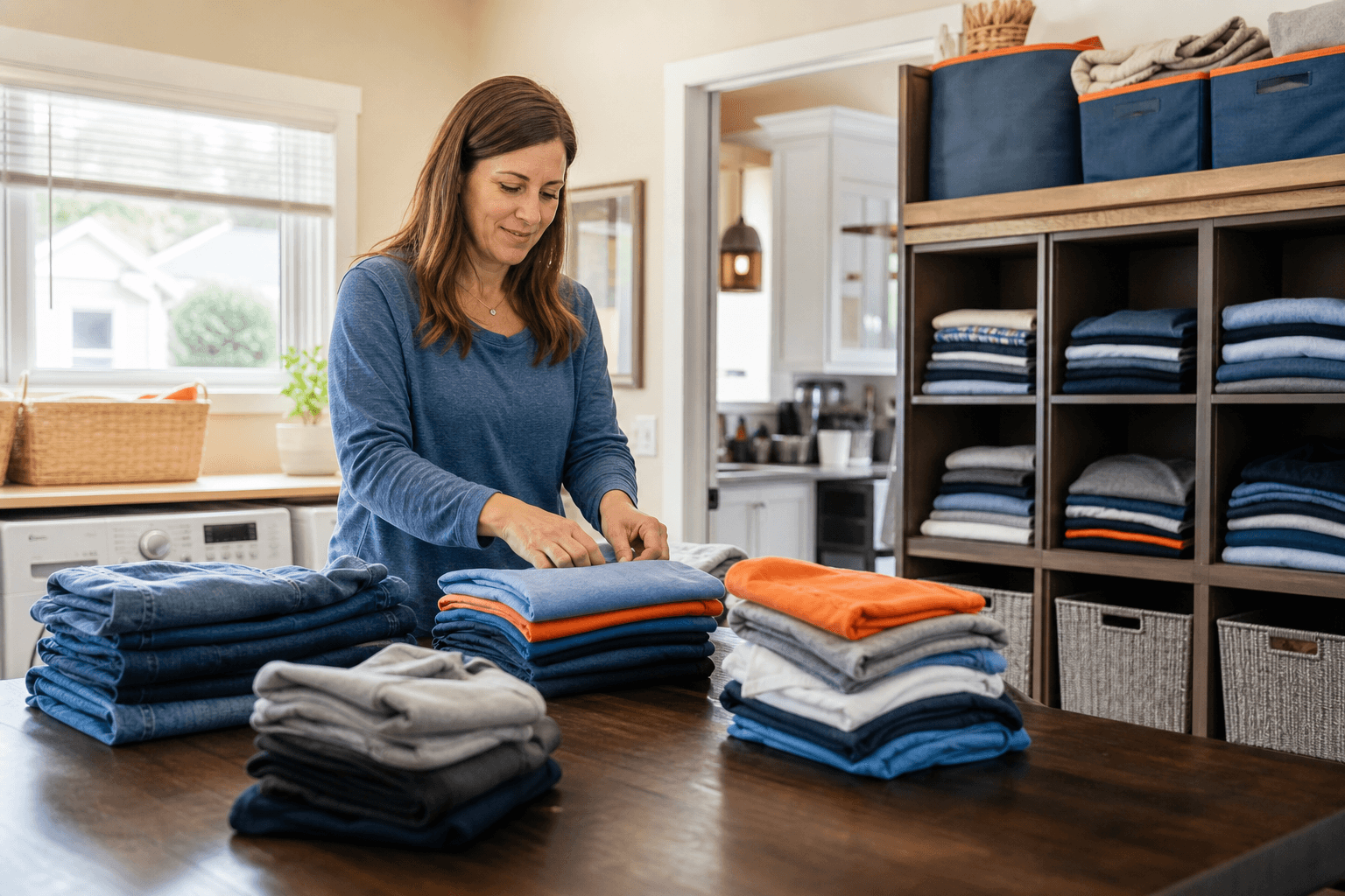 Finished laundry organized after washing and folding